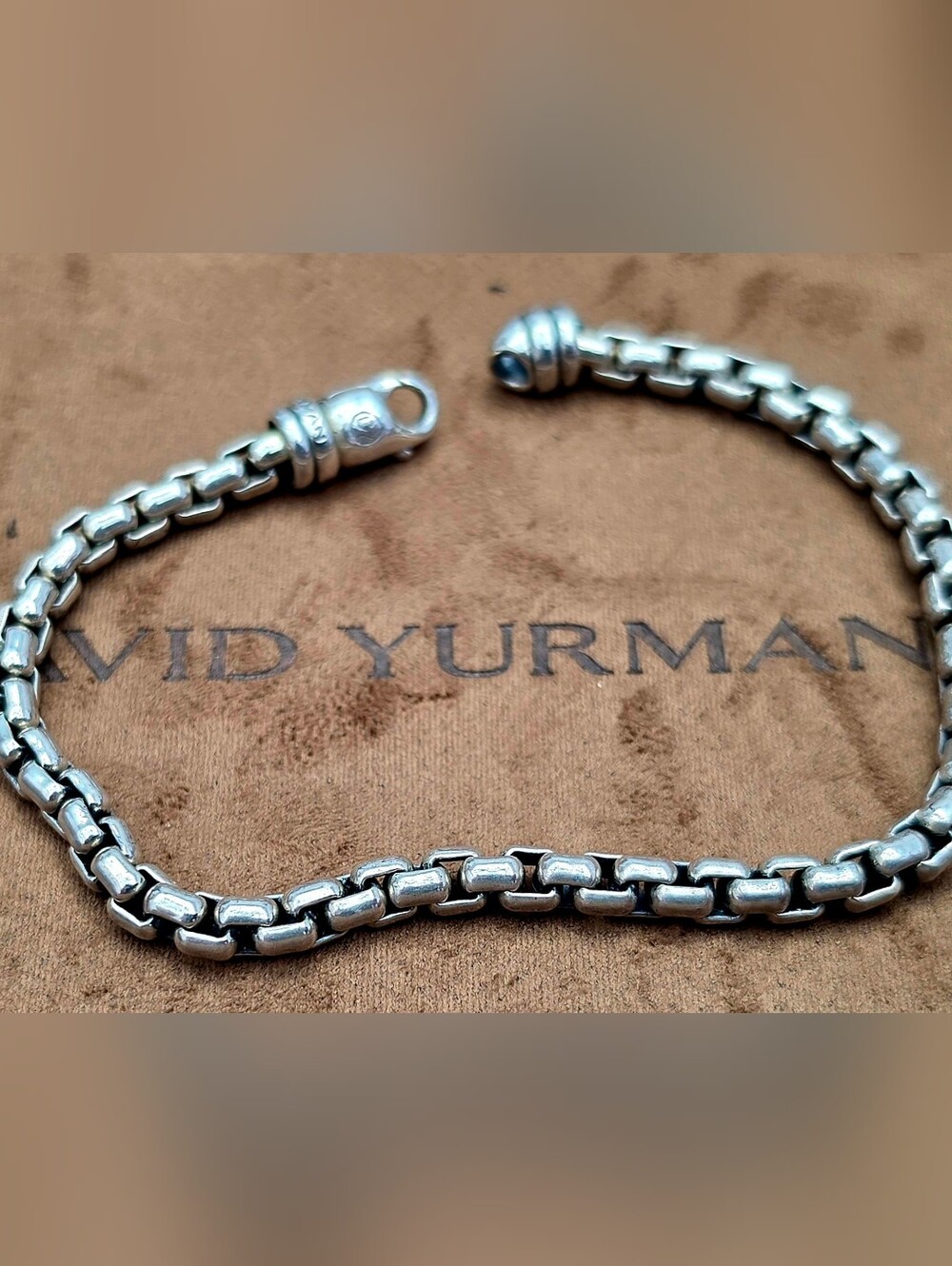 David Yurmab Sterling Silver Box Link 5mm, 8.5" Bracelet with Lobster Clasp - Picture 4 of 12